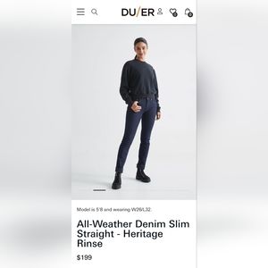 Duer All-Weather Denim Slim Straight Heritage Rinse 28x32